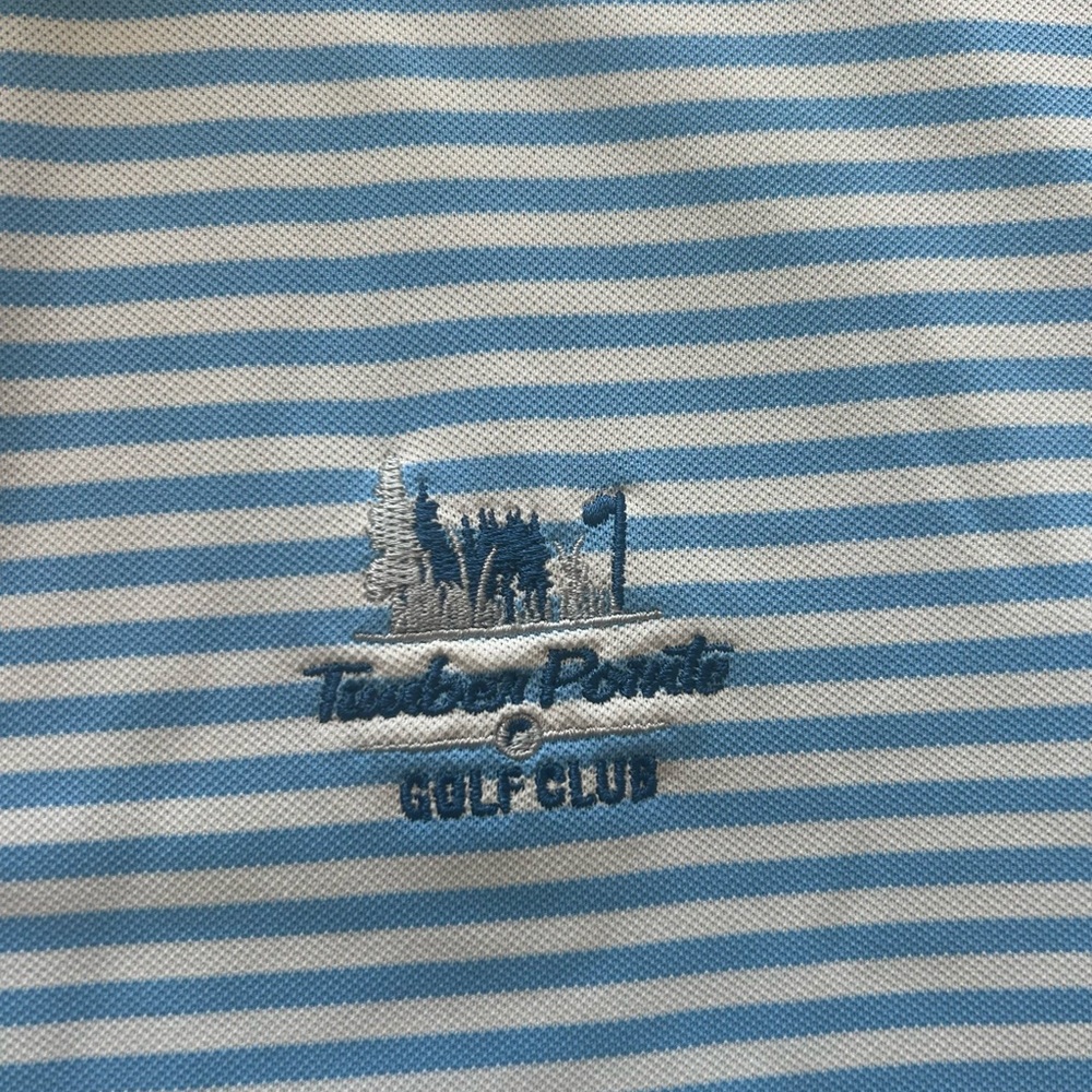 Cutter & Buck Blue and White Striped Polo Shirt